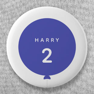 Macaron Rond 5 Cm Balloon moderne Bleu Anniversaire Nom de la fête