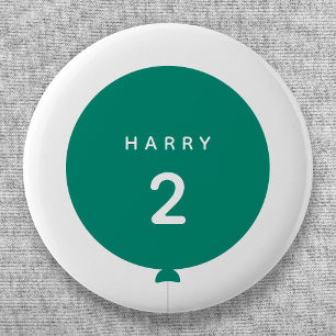 Macaron Rond 5 Cm Balloon moderne   Green Birday Party Nom de l'enfa