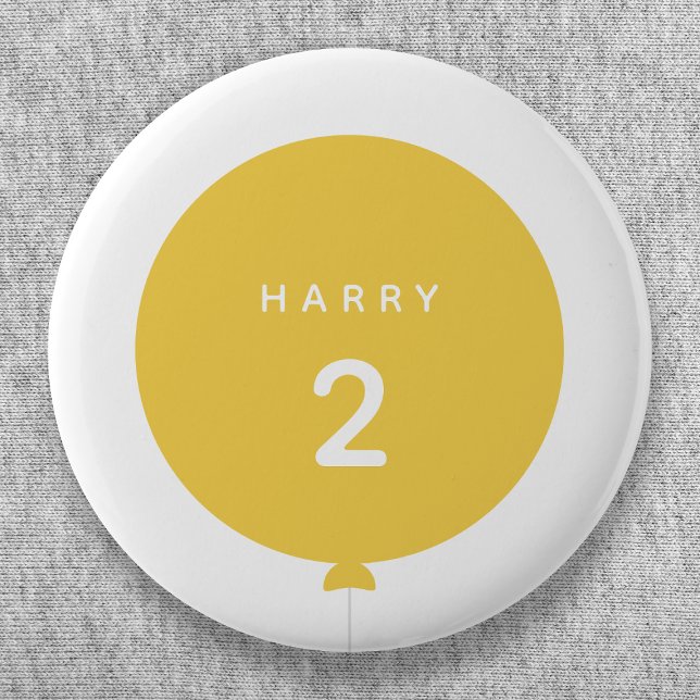 Macaron Rond 5 Cm Balloon moderne | Jaune Anniversaire Fête Mignonne (Créateur téléchargé)
