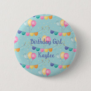 Macaron Rond 5 Cm Balloons et Pois pour filles d'anniversaire