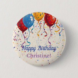 Macaron Rond 5 Cm Balloons Joyeux Anniversaire Design Personnalisabl