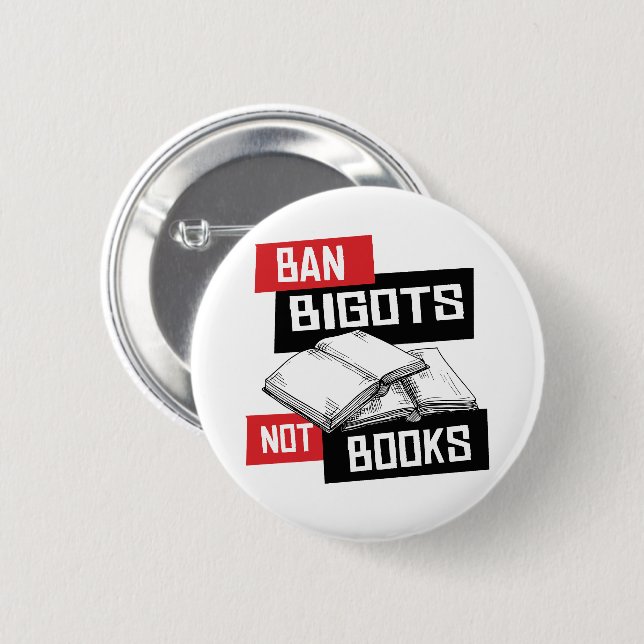 Macaron Rond 5 Cm Ban Bigots Not Books (Devant & derrière)