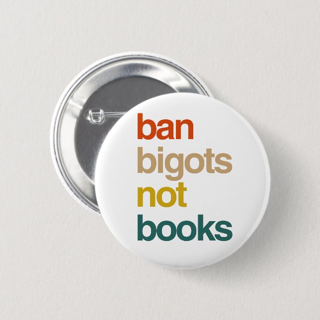 Macaron Rond 5 Cm Ban Bigots Not Books (Devant & derrière)