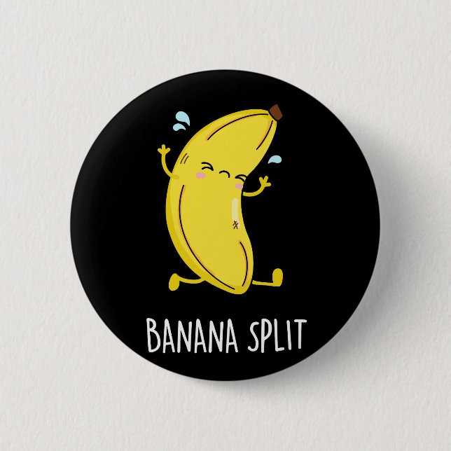 Macaron Rond 5 Cm Banana Split Funny Dancing Banana Pun (Dark BG) (Devant)