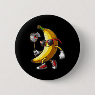 Macaron Rond 5 Cm Banana Sungles Jouer Badminton Funny Fruit Sport