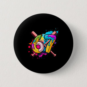 Macaron Rond 5 Cm Banane drôle de baseball 67 crème glacée qui coule