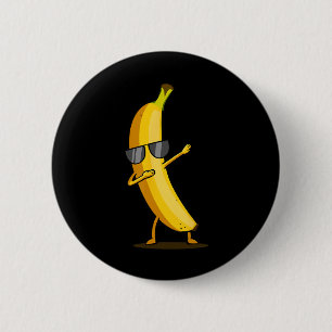 Macaron Rond 5 Cm Banane jaune Dabbing - Dab Funky Dancing Fruit