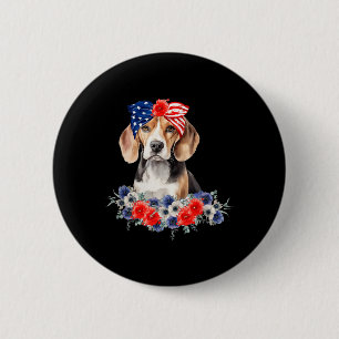 Macaron Rond 5 Cm Bandana drapeau américain pour chien Beagle 4 juil