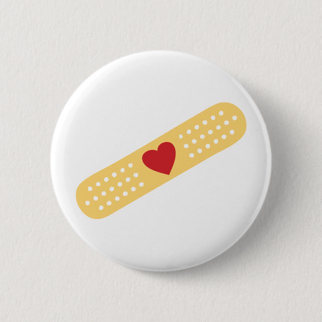 Macaron Rond 5 Cm Bande-Aide avec un coeur rouge (Devant)