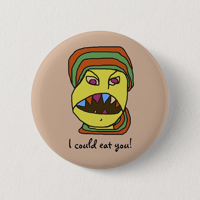 Macaron Rond 5 Cm Bande dessinée affamée de WEIRDOS drôles (Devant)