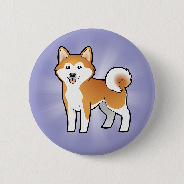 Macaron Rond 5 Cm Bande dessinée Akita Inu/Shiba Inu (Devant)