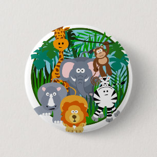 Macaron Rond 5 Cm Bande dessinée d'animaux de safari