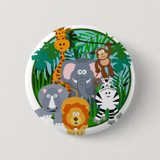 Macaron Rond 5 Cm Bande dessinée d'animaux de safari
