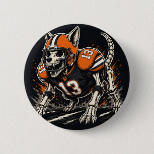 Macaron Rond 5 Cm Bande dessinée de chien de football squelette