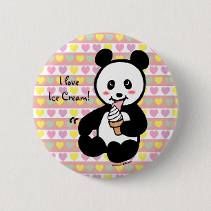 Macaron Rond 5 Cm Bande dessinée de crème glacée de panda de Kawa