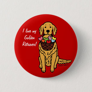 Macaron Rond 5 Cm Bande dessinée de golden retriever