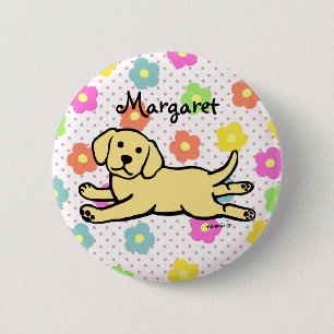 Macaron Rond 5 Cm Bande dessinée jaune innocente de chiot de
