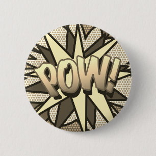 Macaron Rond 5 Cm Bande dessinée Pop Art POW! Vintage