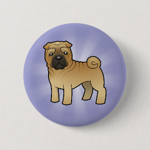 Macaron Rond 5 Cm Bande dessinée Shar Pei