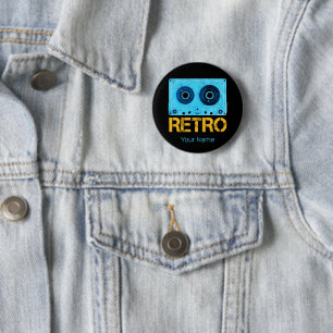 Macaron Rond 5 Cm Bande Retro Rechercher Cassette Vintage Fête des a