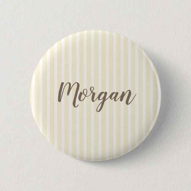 Macaron Rond 5 Cm Bandes verticales jaune et blanc (Devant)