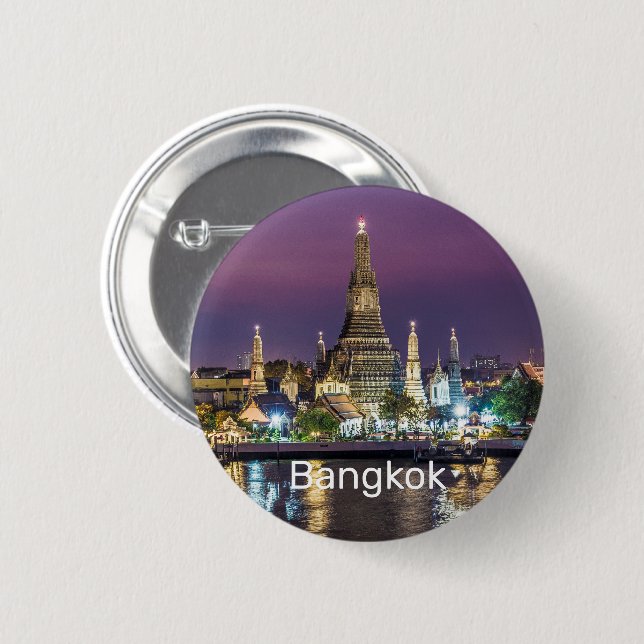 Macaron Rond 5 Cm Bangkok Wat Arun Sunset BKK Thaïlande Souvenir (Devant & derrière)