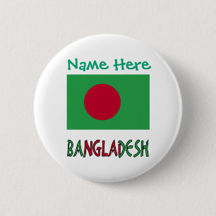 Macaron Rond 5 Cm Bangladesh Drapeau Bangladeshi Personnalisé Vert