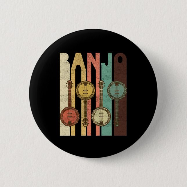 Macaron Rond 5 Cm Banjo Country Music Instrument Bluegrass Band Cade (Devant)