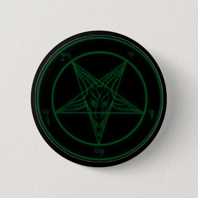 Macaron Rond 5 Cm Baphomet en vert (Devant)