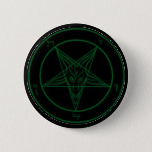 Macaron Rond 5 Cm Baphomet en vert