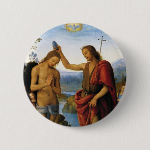 Macaron Rond 5 Cm Baptême du Christ par Pietro Perugino
