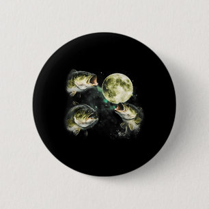 Macaron Rond 5 Cm Bar de basse hurle à la lune Vintage pêcheur à la