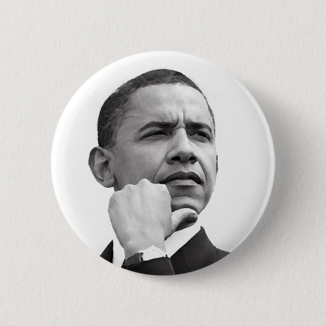 MACARON ROND 5 CM BARACK OBAMA, 44E PRÉSIDENT DES ÉTATS-UNIS (Devant)