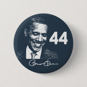 Macaron Rond 5 Cm Barack Obama, 44ème président avec sa signature