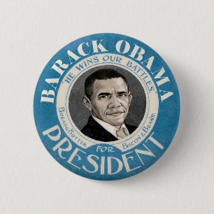 Macaron Rond 5 Cm Barack Obama bleu gagne nos batailles