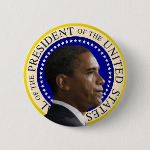 Macaron Rond 5 Cm Barack Obama - bouton présidentiel de profil