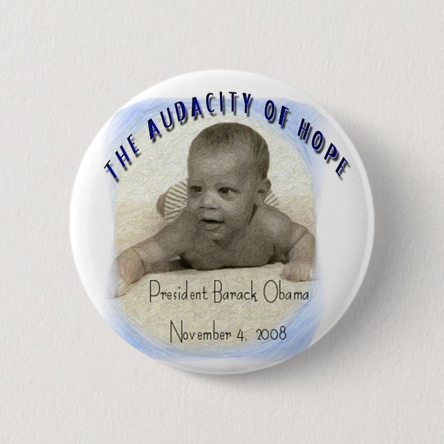 MACARON ROND 5 CM BARACK OBAMA : L'AUDACE DE L'ESPOIR RONDE (Devant)