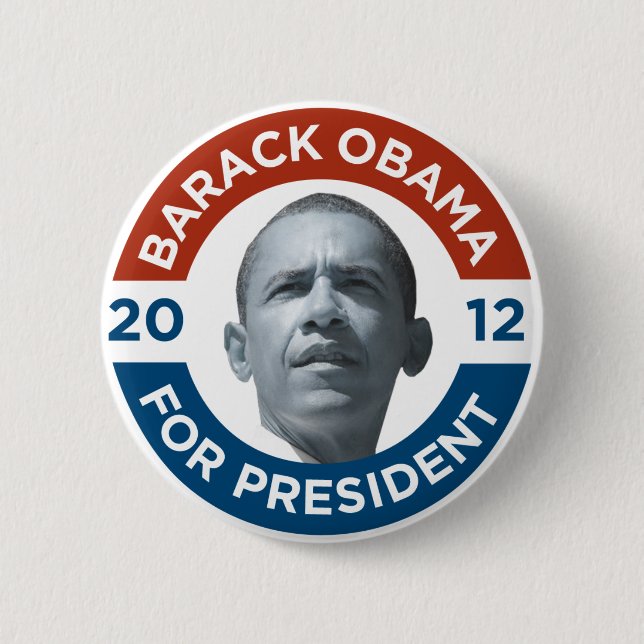 Macaron Rond 5 Cm Barack Obama pour le président 2012 (Devant)