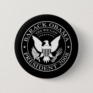 Macaron Rond 5 Cm Barack Obama Presidential Seal 2008 Button
