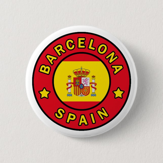 Macaron Rond 5 Cm Barcelone Espagne (Devant)