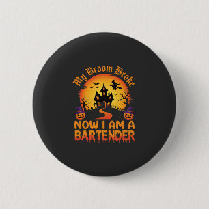 Macaron Rond 5 Cm Barman Halloween Maison Hantée Sorcière Citrouille
