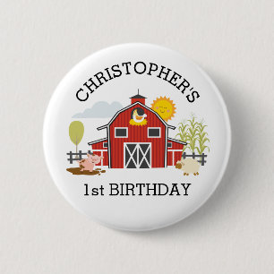 Macaron Rond 5 Cm Barnyard Farm Old Macdonald 1er anniversaire
