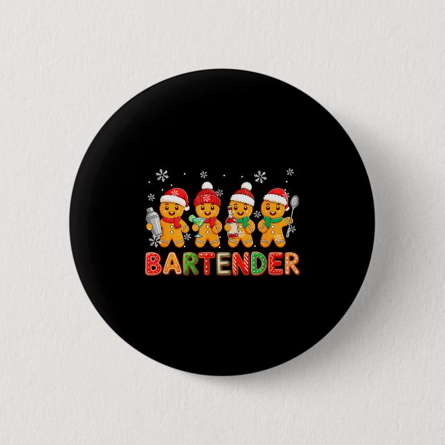 Macaron Rond 5 Cm Bartender Job Group Santa Gingerbreads Xmas Cookie (Devant)