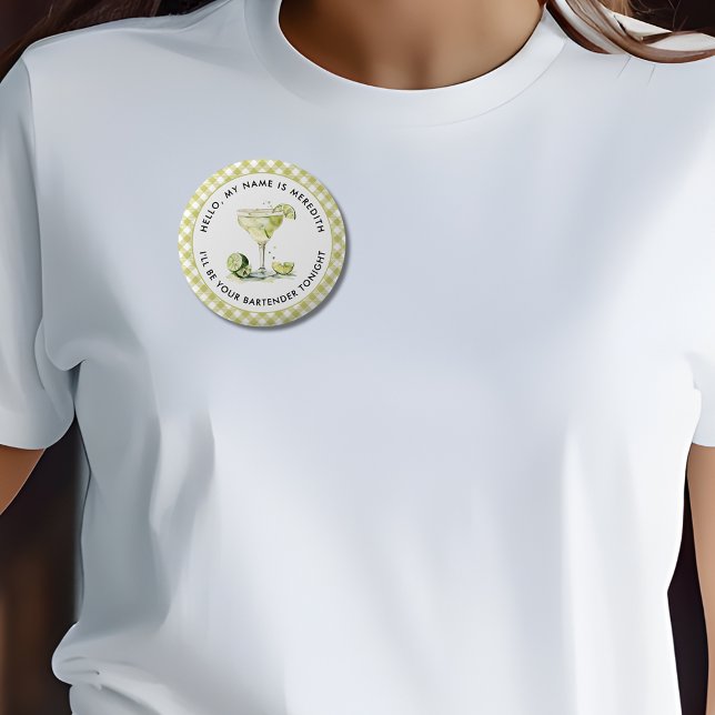 Macaron Rond 5 Cm Bartender Margarita Cocktail Événement À Thème (Bartender Margarita Cocktail Personalized Logo Event Button)