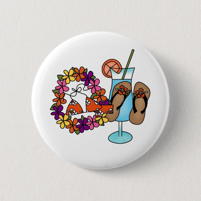 Macaron Rond 5 Cm Bascules électroniques tropicales de filles trois (Devant)