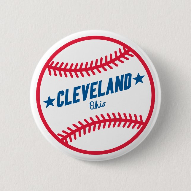 Macaron Rond 5 Cm Base-ball de Cleveland (Devant)