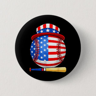 Macaron Rond 5 Cm Baseball 4 juillet 250 ans de liberté USA