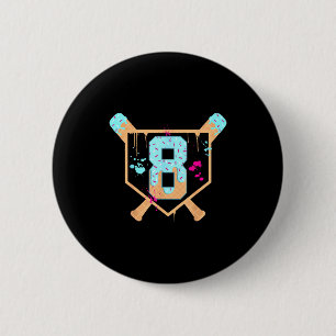 Macaron Rond 5 Cm Baseball 8 Ans Crème Glacée Dégoulinante 8e Annive