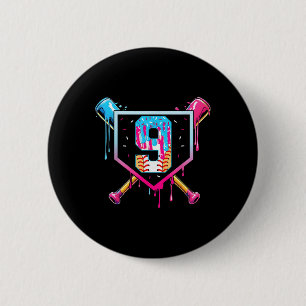 Macaron Rond 5 Cm Baseball 9 ans Crème glacée goutte 9e anniversaire