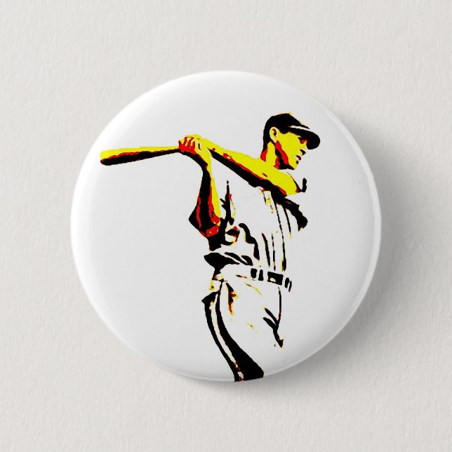 Macaron Rond 5 Cm Baseball Artwork - Joueur De Baseball (Devant)